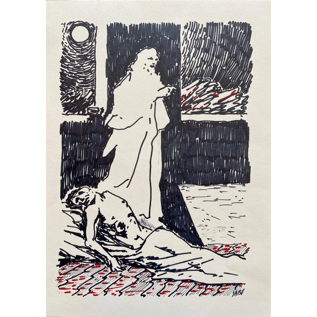 Figures is an original lithograph realized by the Italian artist Aligi Sassu. This Artwork is depicted through strong and...