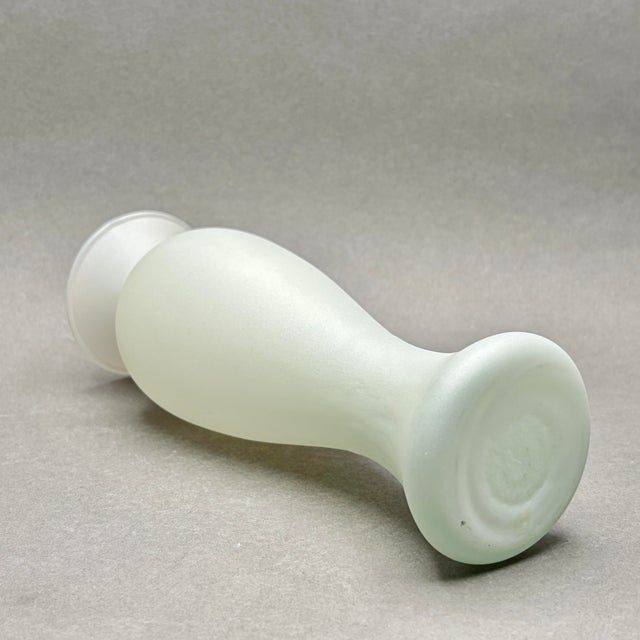 Glass Vintage Mid-Century Pale Jade Green Frosted Satin Glass Vase For Sale - Image 7 of 8
