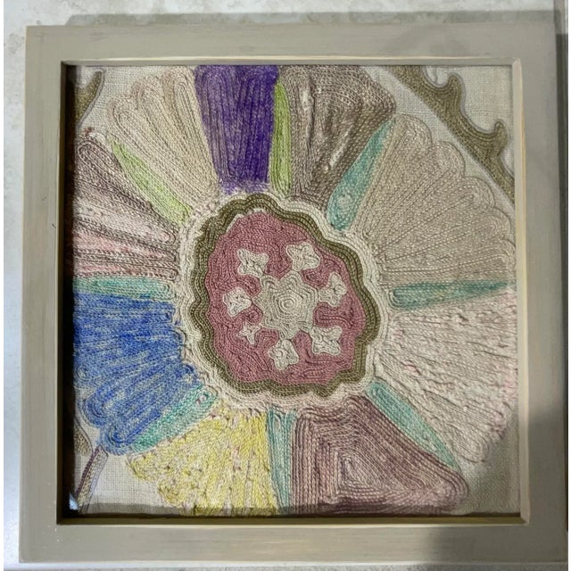Set of Four 19 Century Antique Silk and Cotton Suzani Wall Hanging For Sale - Image 10 of 12