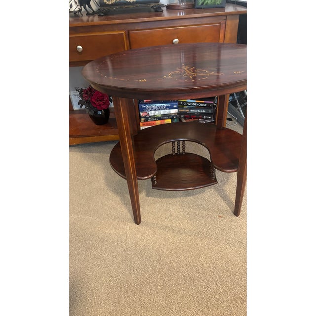 Stickley Vintage Stickley & Company Mahogany Kidney Table W/ Mother of Pearl Inlay For Sale - Image 4 of 9