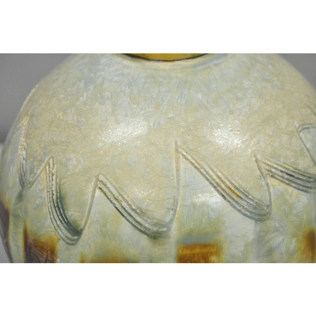 Vintage Mid Century Modern Brown Drip Glazed Bulbous Japanese Studio Vase Signed For Sale - Image 10 of 12