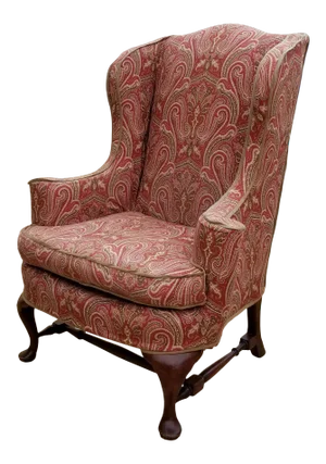 1980s Paisley Slip Covered Wingback Chair