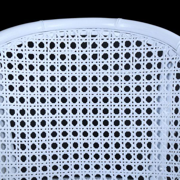 Coastal Faux Bamboo and Cane White Barrel Chair For Sale - Image 3 of 4