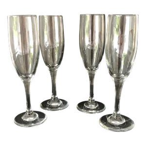 Modern Style Vintage Libbey Clear Champagne Glasses S/4