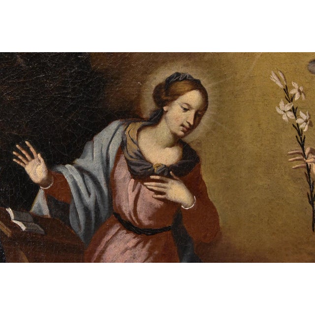 Scuola Toscana, Annunciation, 1650, Oil on Canvas, Framed For Sale - Image 8 of 16