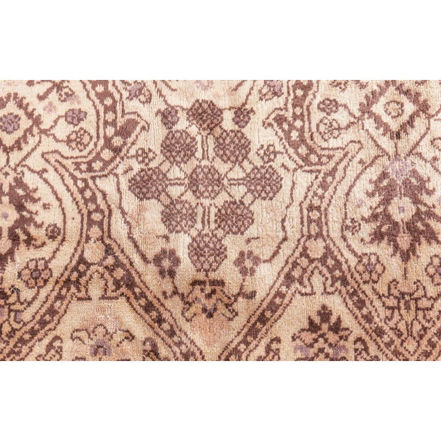 Fine Antique Indian Amritsar Brown Carpet For Sale - Image 10 of 10