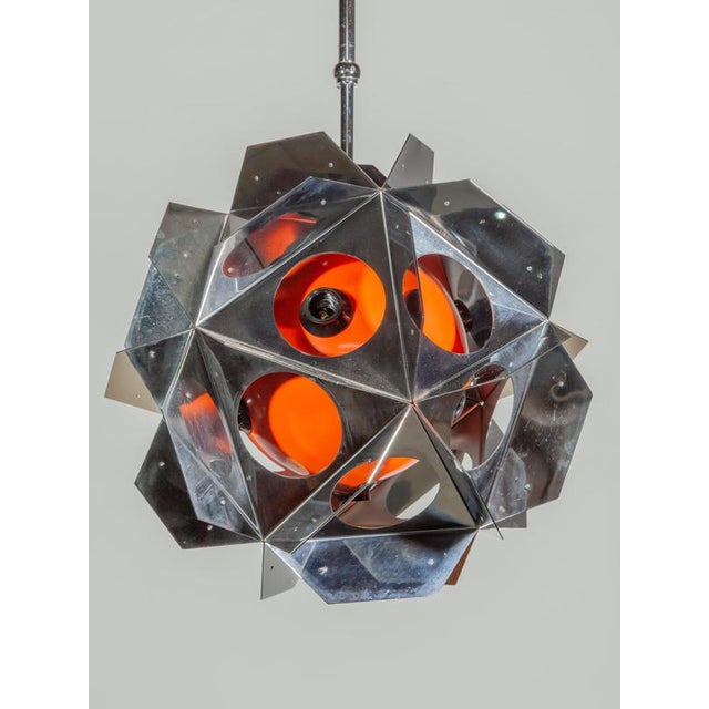 Space Age Orange Geometric Chandelier by Bruno Munari, 1990 For Sale - Image 15 of 18