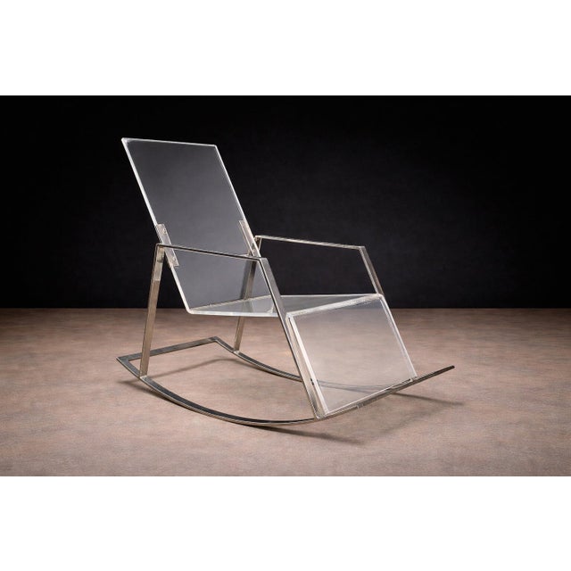 Metal Rocking Chair in Metal and Acrylic, Unknown, 1970s For Sale - Image 7 of 8