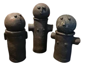 Dutch Brutalist Handmade Naive Figures in Earthenware Pottery, 1960s, Set of 3