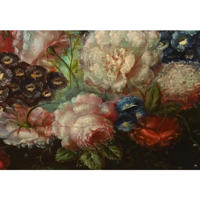 Dutch Artist, Still Life with Floral Spray, 1980s, Oil on Canvas, Framed For Sale - Image 4 of 12