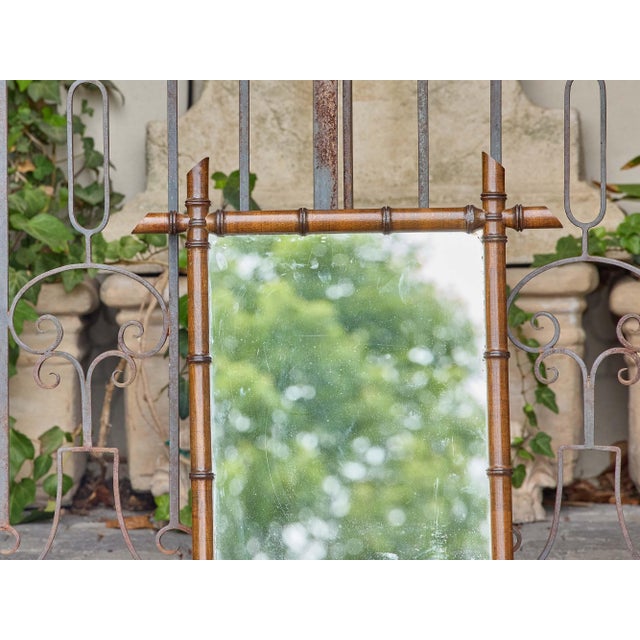 Petite French Antique Faux Bamboo Mirror with Warm Patina, circa 1900 For Sale - Image 4 of 10