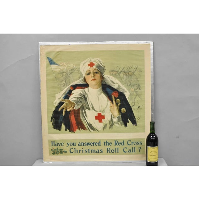 Original 1918 WWI Poster 'Have You Answered the Red Cross, Christmas Roll Call' by Harrison Fisher Taped to Board. Circa...