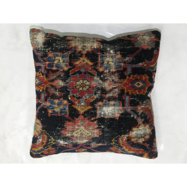 Shabby Chic Navy Antique Worn Rug Pillow For Sale - Image 3 of 4