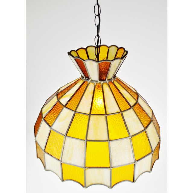 Leaded Glass Pendant Light vintage tiffany style leaded glass chandelier pendant light for sale image 4 of 12