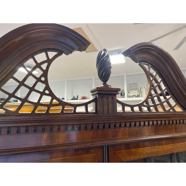 1980s Drexel Heritage Royal Court Secretary Desk With Glass Front Bookshelf For Sale - Image 11 of 12