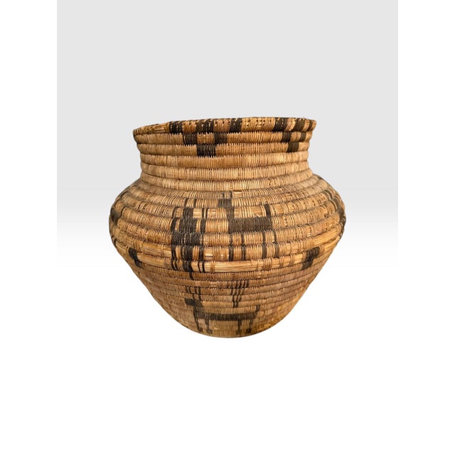 Contemporary Museum Quality 17” Created in the Style of Native American Polychrome Olla Basket - Dual Register For Sale - Image 3 of 13