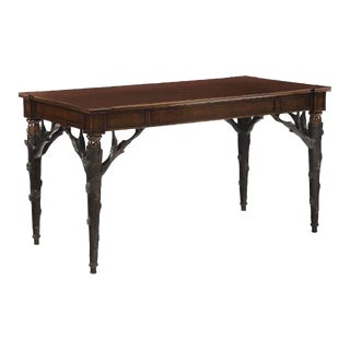 19th C Style Michael Taylor Ebony & Mahogany Dafne Writing Table Desk For Sale