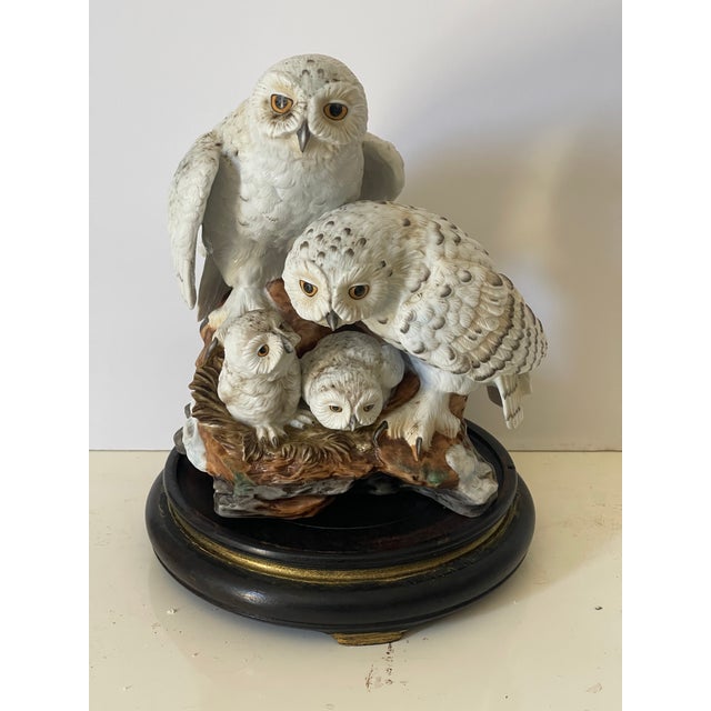 1950s Gorgeous 1950s Japanese Porcelain Sculpture of Owls on Stand For Sale - Image 5 of 8