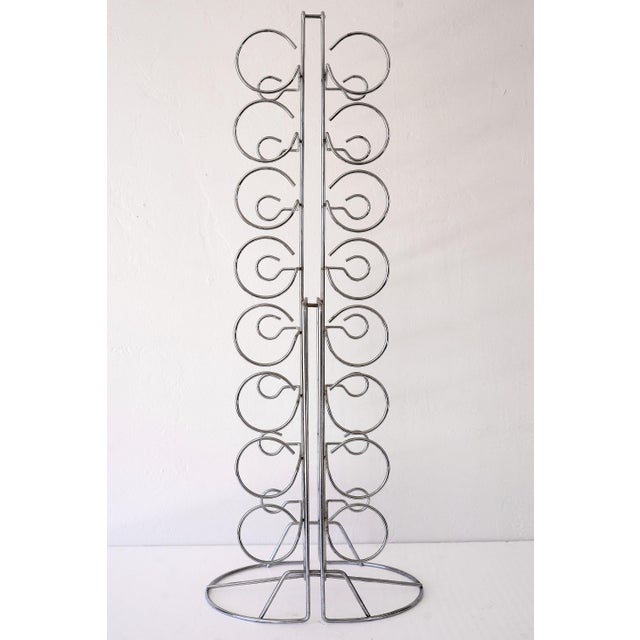 Vintage Postmodern Stainless Steel 16-Bottle Wine Rack Tower For Sale - Image 4 of 12