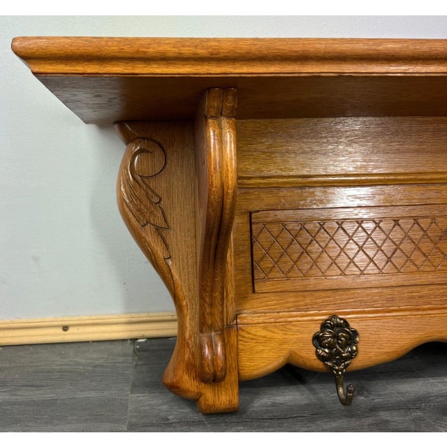 Antique French 9 Hook Ornate Carved Coat Plate Rack For Sale - Image 4 of 12