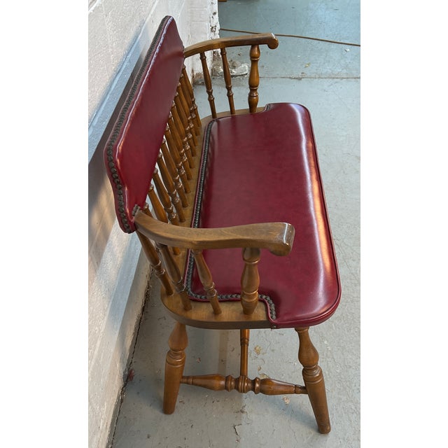 Vintage Farmhouse Windsor-Style Spindle Bench For Sale In New York - Image 6 of 8