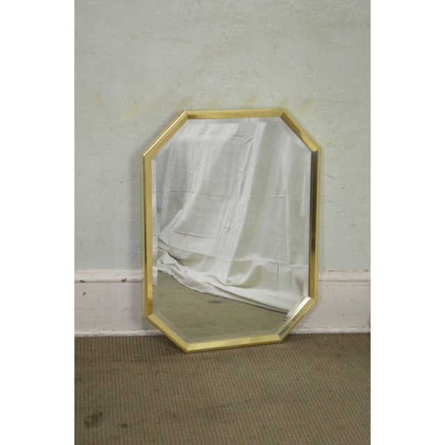 Friedman Brothers Brass Frame Octagon Beveled Wall Mirror For Sale - Image 11 of 12