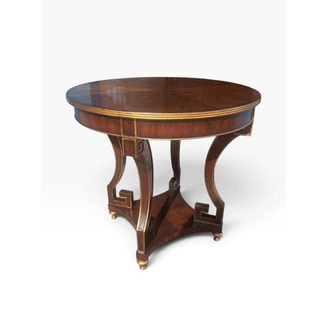 Ethan Allen Attributed Neoclassical Empire Revival Mahogany Sunburst Center Table For Sale In Boston - Image 6 of 15