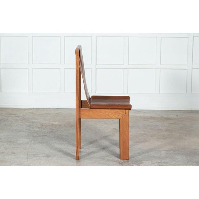 French Brutalist Elm & Leather Chairs by Roland Haeusler, 1980s, Set of 8 For Sale - Image 12 of 18