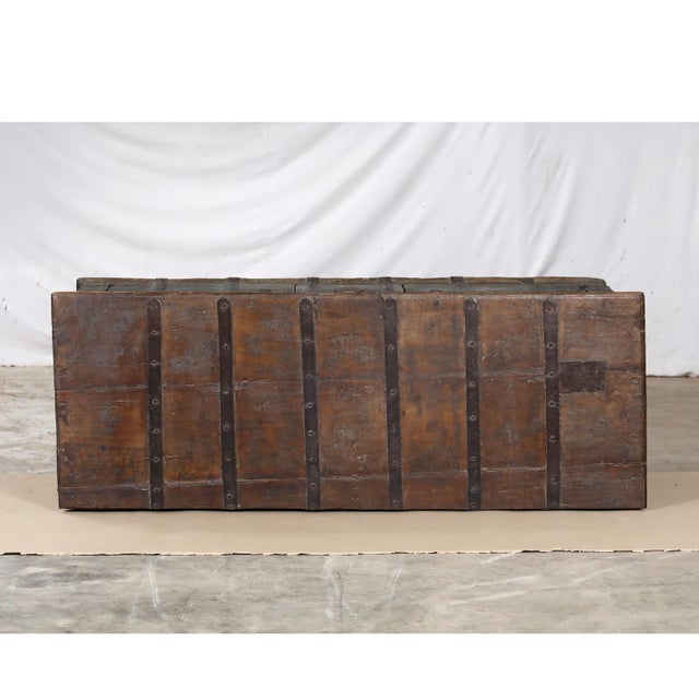 1900 - 1909 Antique Indian Teakwood Pitara Chest Console For Sale - Image 5 of 9