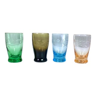 Vintage Bohemian Colorful Cordial Glasses - a Set of 4 For Sale