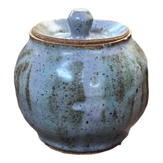 Studio Pottery Lidded Vessel, Container, Signed For Sale
