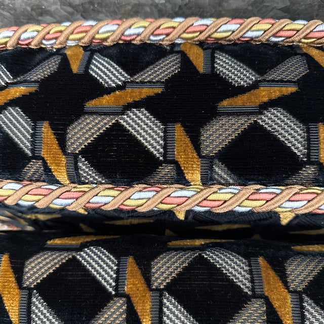 Traditional Geometric Velvet Ottoman, Vintage For Sale - Image 11 of 12