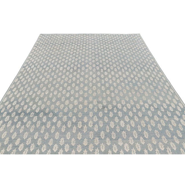 Rug & Kilim Rug & Kilim’s Modern Block Print Runner Rug in Blue with White Floral Pattern - 3x6 For Sale - Image 4 of 8