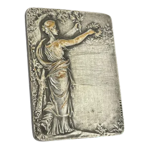 Art Deco Silvered Bronze Small Plaque Sculpture Gloria Signed Felix Rasumny