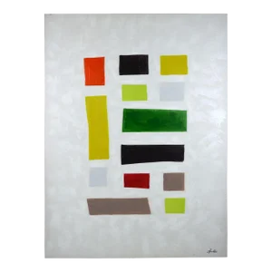 Late 20th Century Modern Abstract Geometric Painting Signed Lulu