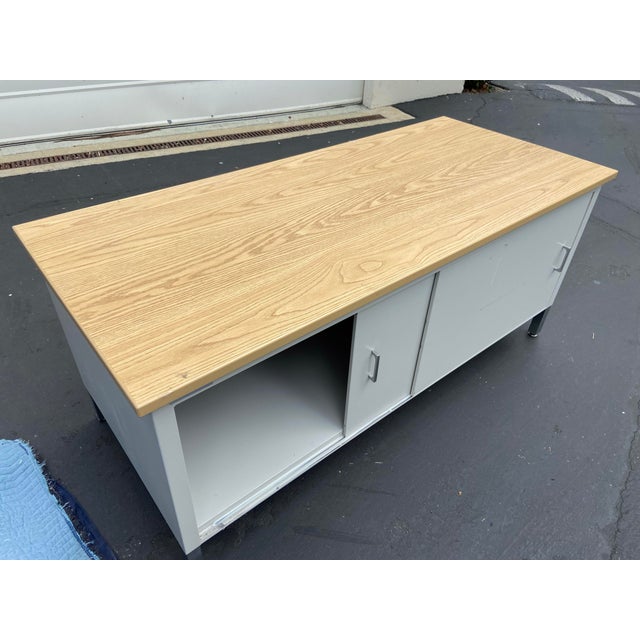 1990s Pitney Bowes Vintage Modern Steel Credenza Storage Cabinet For Sale In Sacramento - Image 6 of 12