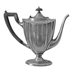 Antique Silver Teapot With Wood Handle and Finial