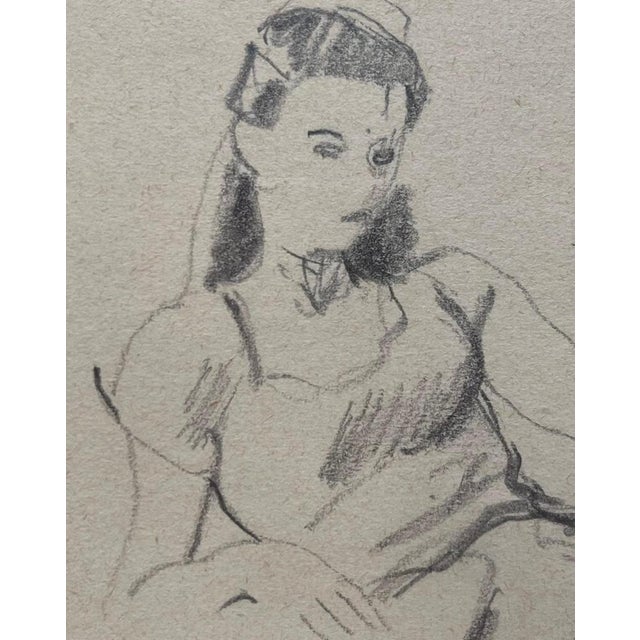 Benjamin II Vautier, Posing Lady, Graphite on Paper For Sale - Image 5 of 11