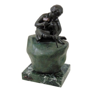 Vintage Andres Peralta Stone Mason Sculpture 1980s 7"h X 4"w X 3"d For Sale