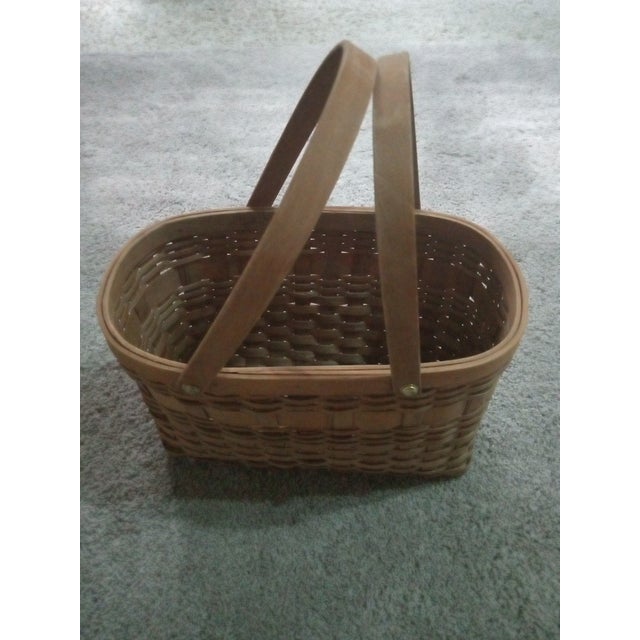 1990s 1990s Handmade Woven Basket Handbag For Sale - Image 5 of 5