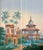 36" * H96" * 2ps, Vintage Hand-Painted Blue Toned Indian Heritage Garden Wallpaper Mural For Sale