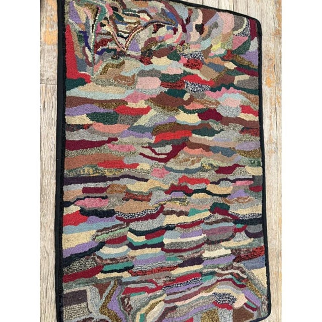 1880s Traditional American Geometric Folk Art Multicolor Antique Hooked Wool Rug For Sale In New York - Image 6 of 6