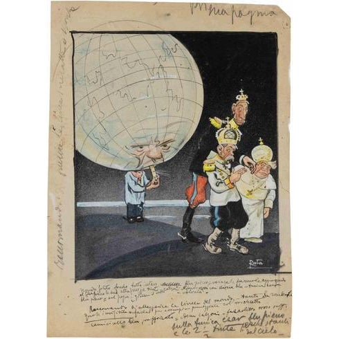 The Globe is a modern artwork realized by Gabriele Galantara (1865-1937) in 1909. Watercolor, tempera, ink and pencil on...