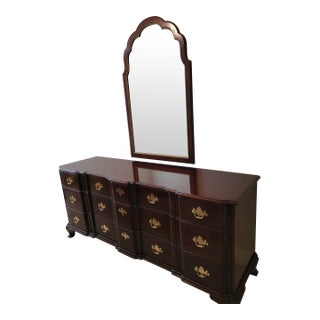 1990s Kindel Mahogany Wood Dresser With Brass Handles For Sale