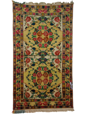 Roses Oriental Hand Knotted Rug in Wool, 1920s