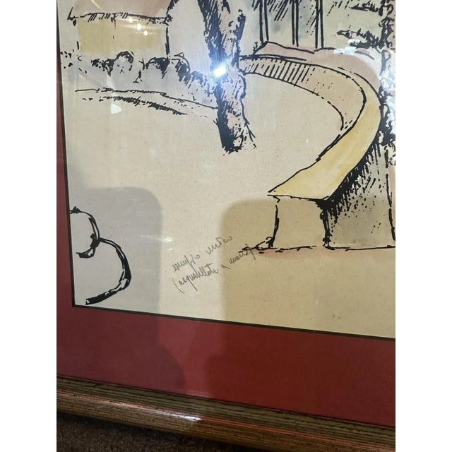 Nicola Sgambati, The Glimpse of a Small Village, 1920s, Watercolored Print For Sale - Image 6 of 8