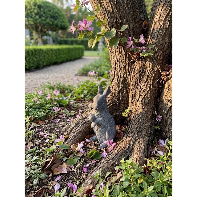 Metal Vintage-Style Cast Garden Rabbit Statue For Sale - Image 7 of 10