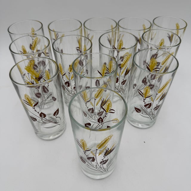 Glass Vintage Autumn Harvest Highball Glass 22k Gold Rim 10 Oz by Taylor Smith Taylor - Set of 4 For Sale - Image 7 of 8