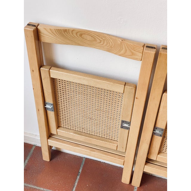 Folding Chairs in Pine Wood and Wicker Seats, Set of 2 For Sale - Image 17 of 18