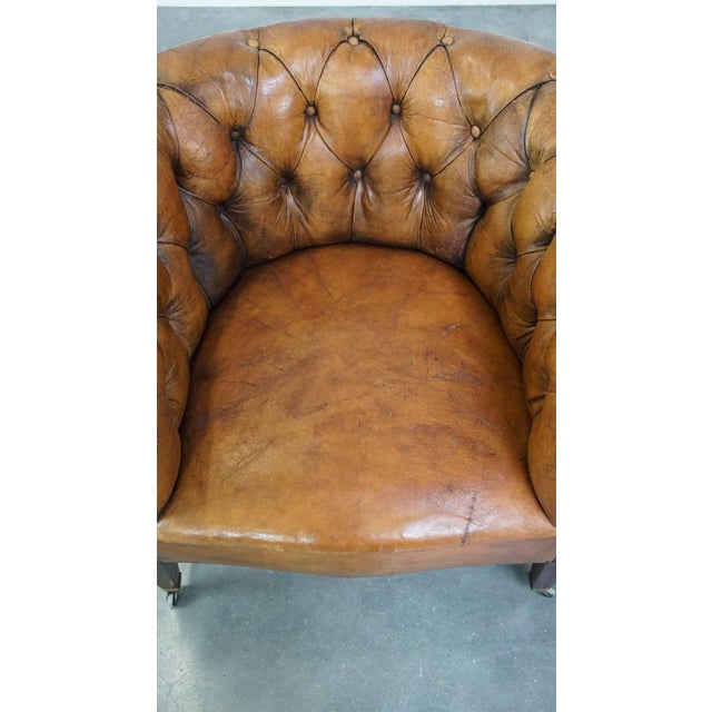 Antique Chesterfield Club Chair in Sheepskin For Sale - Image 6 of 15